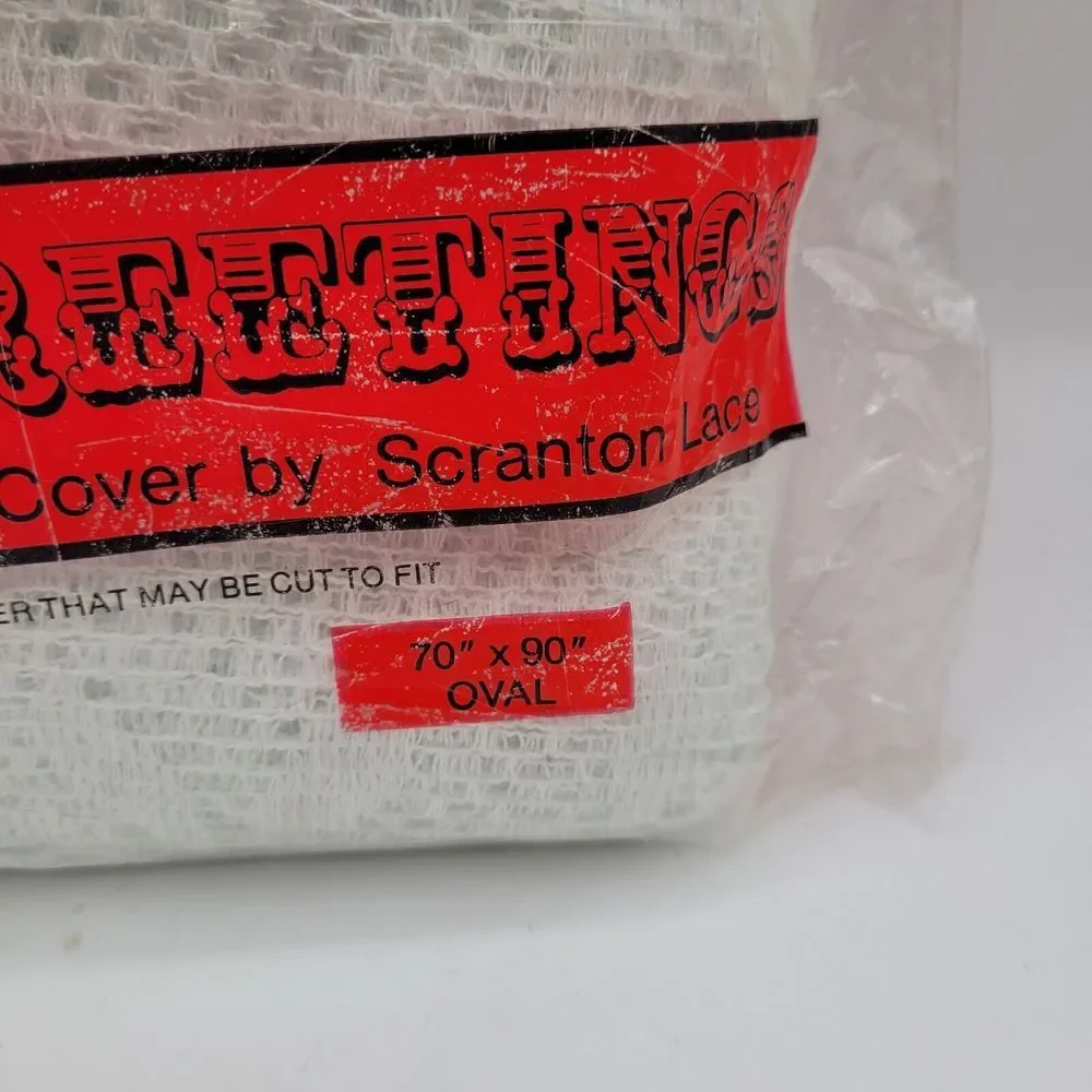 NEW Vtg Scranton Lace Co Nottingham Oval Banquet Tablecloth 70